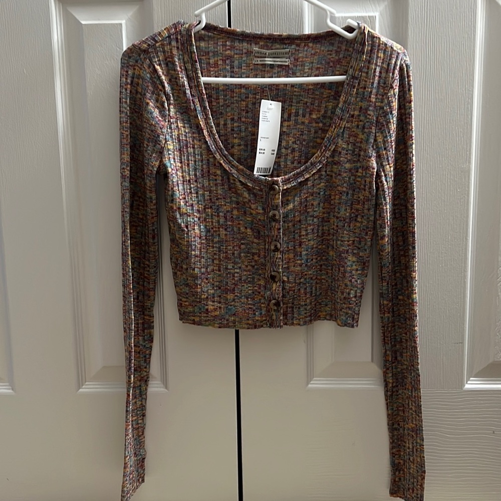 Urban outfitters ribbed crop button top size large
